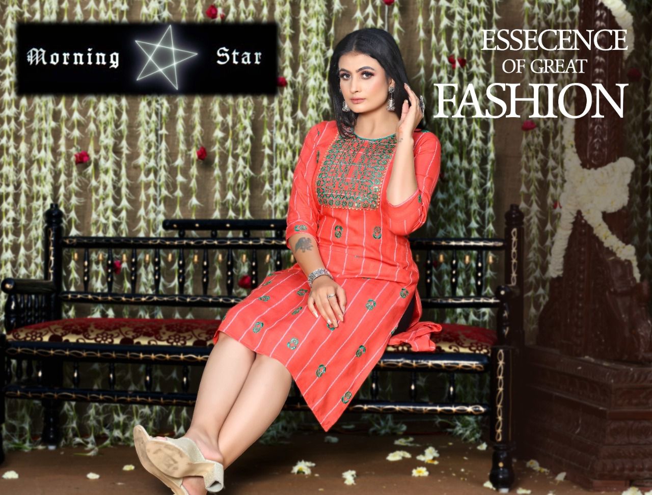 Morning Star 4001 Rayon Ethnic Wear Straight Designer Kurti Collection